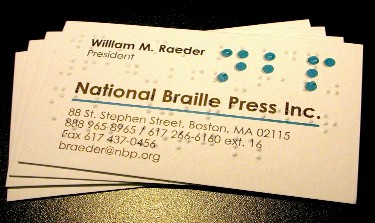 Braille business cards