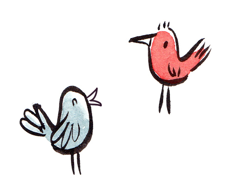 two birds chatting