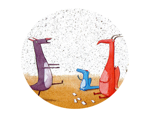 Picture from the book shows dragons playing charades