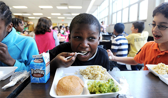 kids eating lunch in a cafeteria