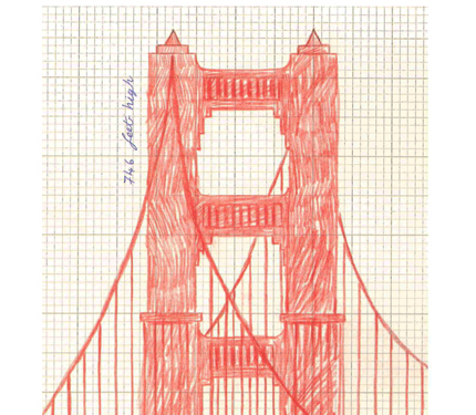 Image from Iggy book: Sketch of Golden Gate Bridge tower.