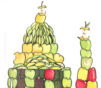 Image from Iggy book: Iggy's fruit building.