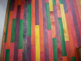 Wooden slats, brightly colored