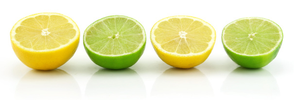 lemon and lime halves