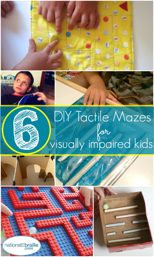 Image shoes all mazes, says '6 DIY tactile mazes for visually-impaired kids