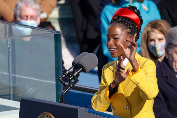 poet amanda gorman at the 2021 presidential inauguration)