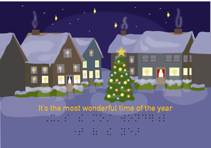 Most wonderful time print/Braille Holiday Cards