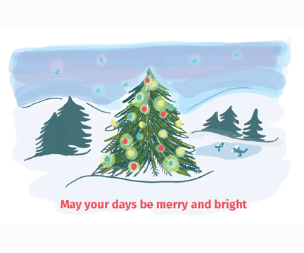 Merry and bright print/braille Holiday Cards
