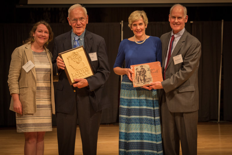 Jackie Sheridan, Brian MacDonald, and the Princeton Braillists' Amick family at the 2017 annual meeting.