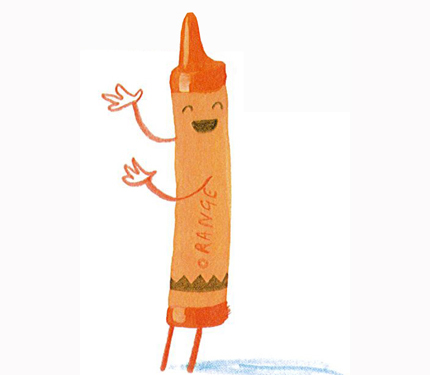 orange crayon appears to be singing