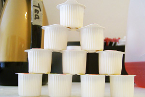 Stack of coffee creamers