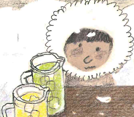 Image from Iggy book: Baby Iggy using hands to frame a scene.