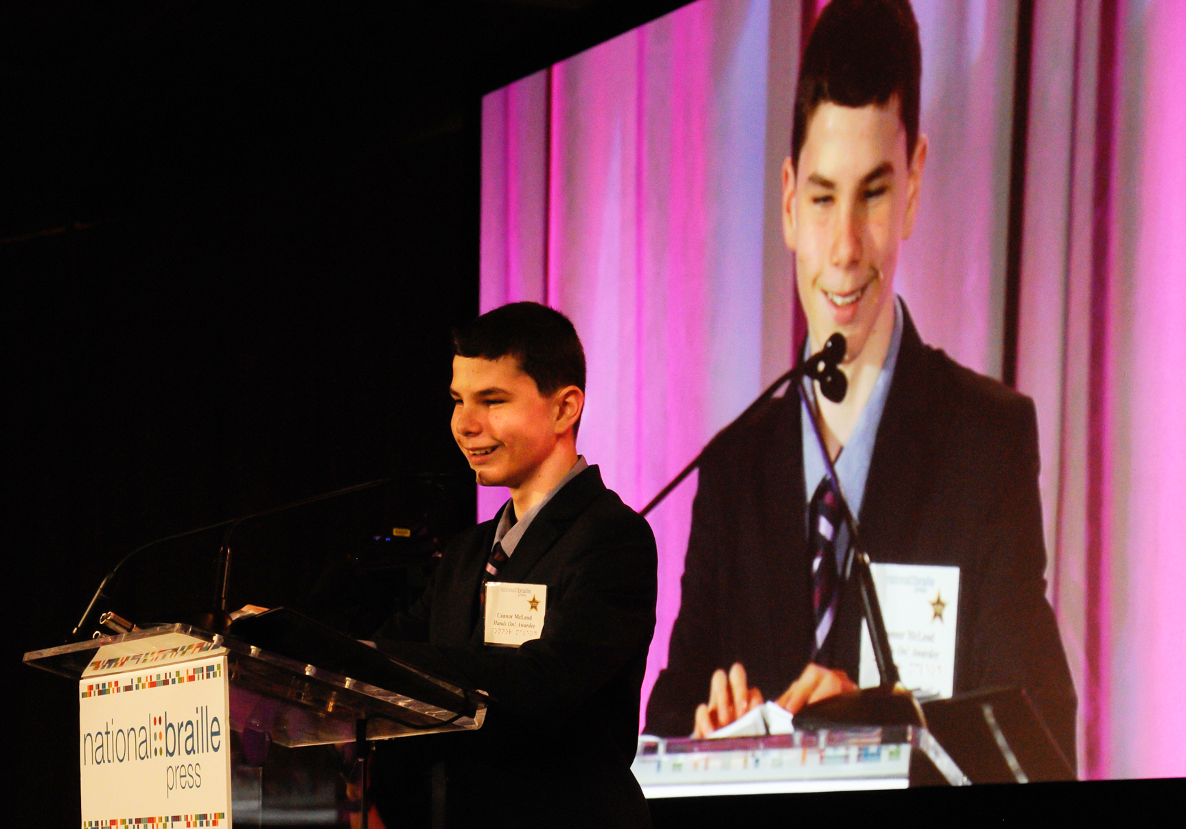 Connor McLeod on stage at the 2015 NBP Gala.