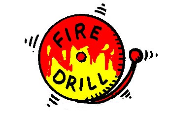 Cartoon drawing of a fire drill alarm