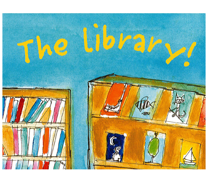 Image from Pete book: Shows the library in Pete's school.