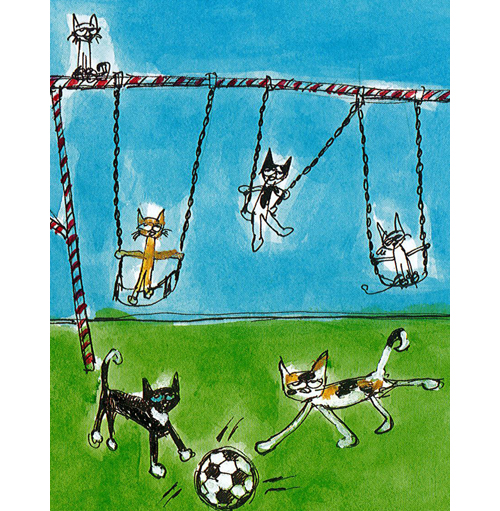 Image from the book: Pete and friends on the playground swings