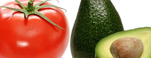 Photo of a red tomato and green avocado