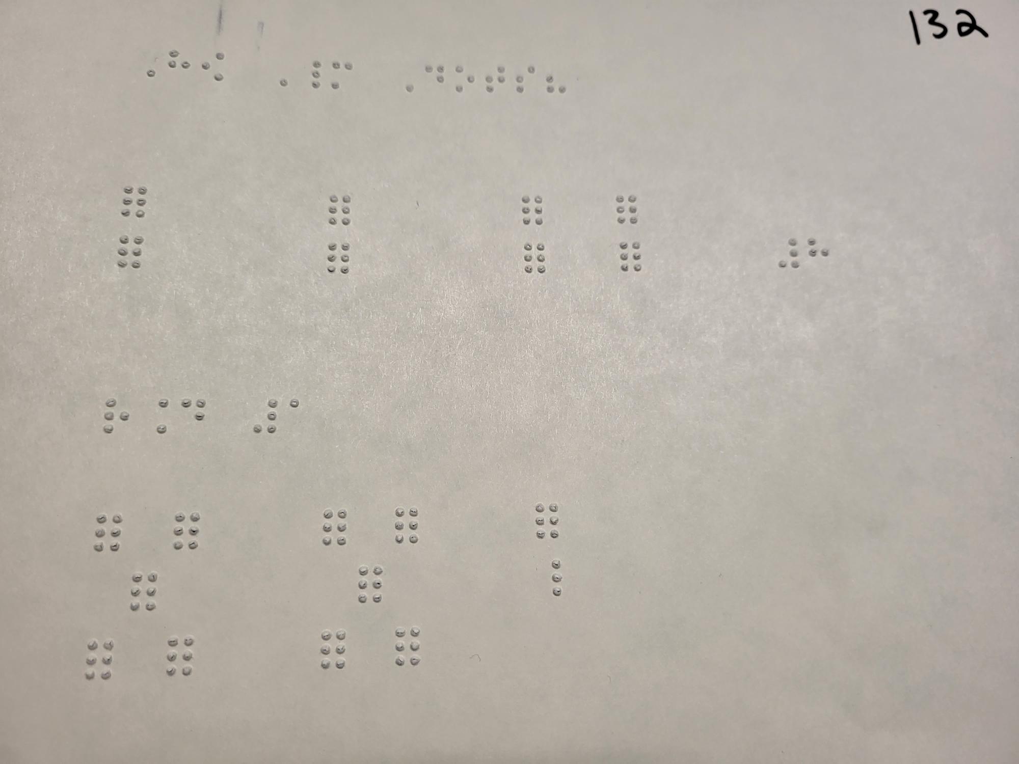 Braillewriter Tactile Graphic of Math Worksheet