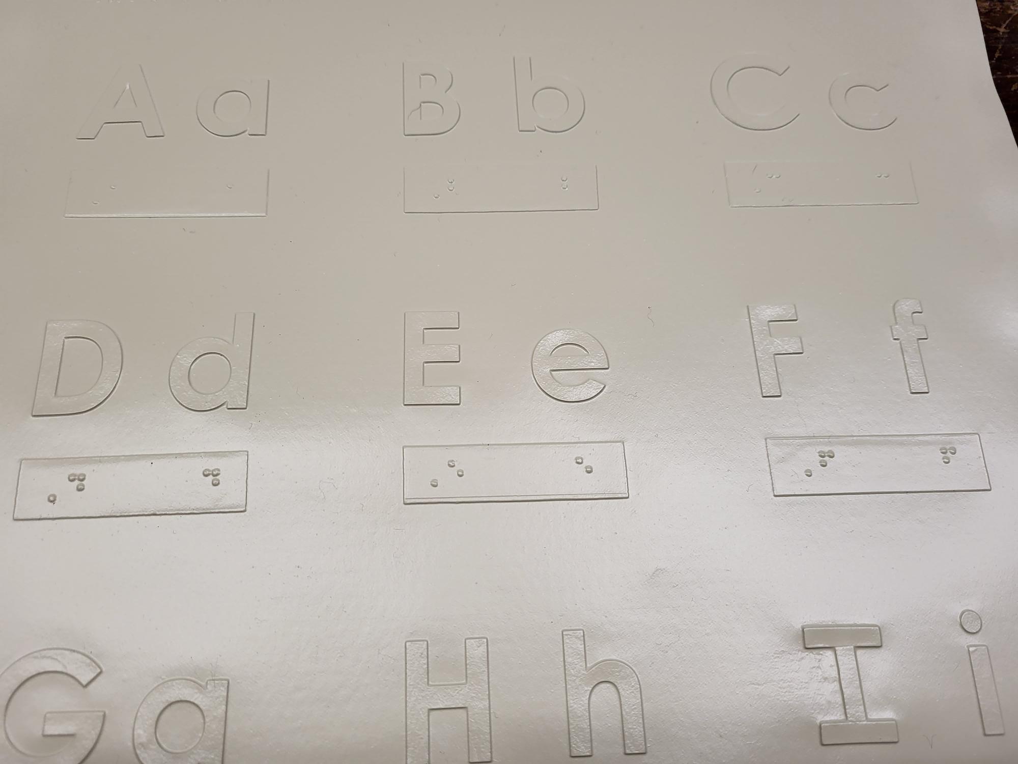 Thermoform Tactile Graphic Alphabet Sheet