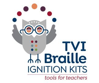 braille ignition kits logo - an owl throwing multicolored dots into the air